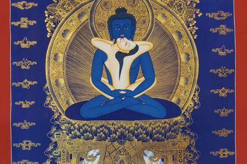 编号171-517529：蓝金唐卡-普贤王如来双修（80*50CM左右）