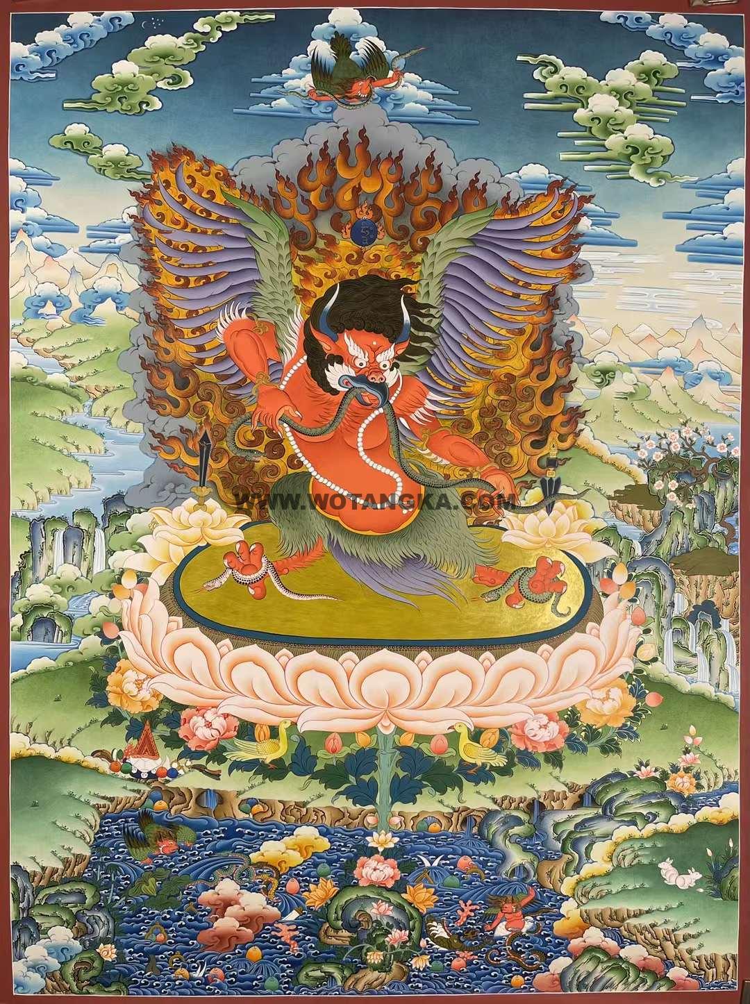 编号153-523968:彩绘唐卡-迦楼罗·大鹏金翅鸟(120*90CM左右)