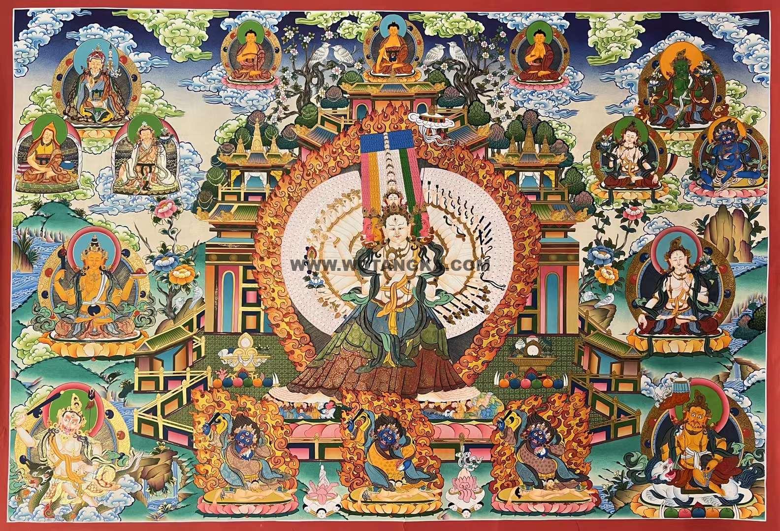 编号153-433676：彩绘唐卡-大白伞盖佛母（110*150CM左右）