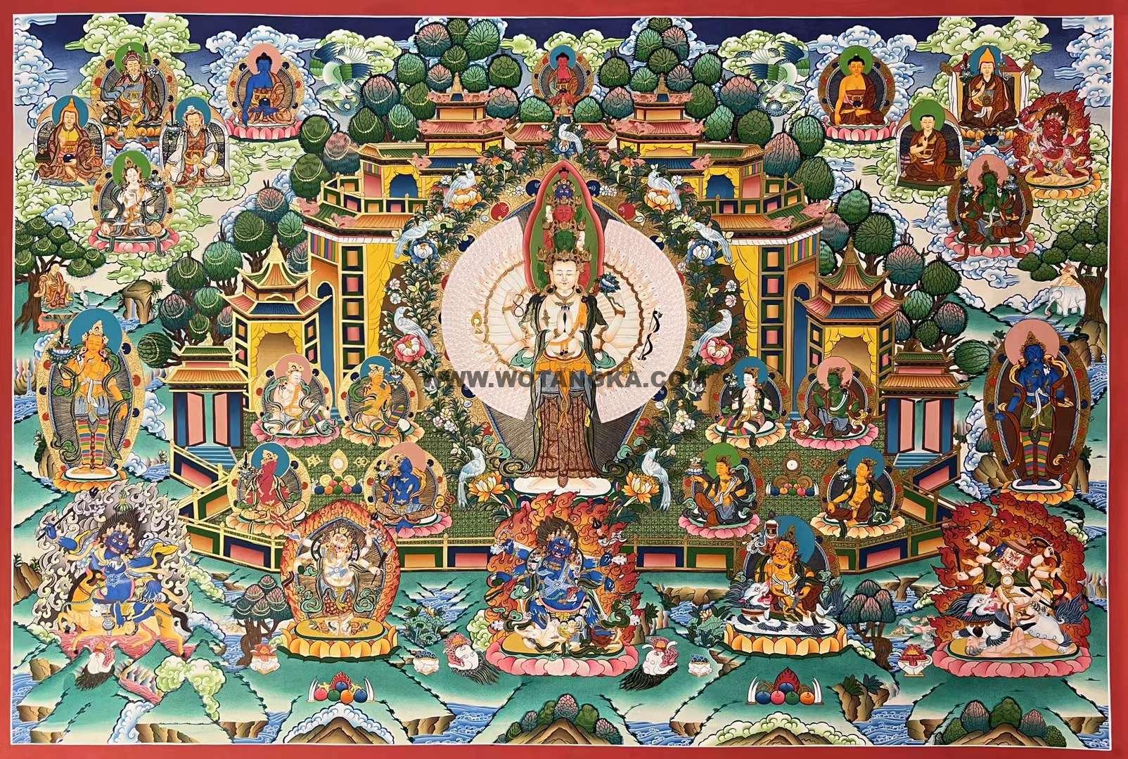 编号153-370377：彩绘唐卡-千手观音（110*150CM左右）