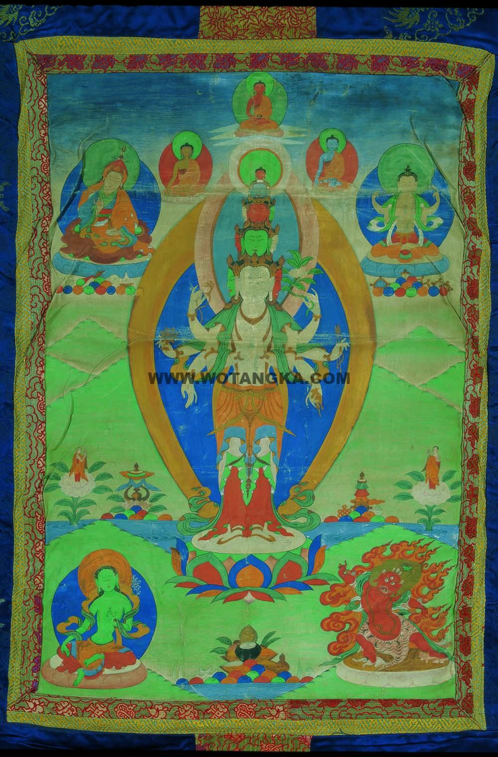 沃唐卡编号AC12698：十一面八臂观音菩萨