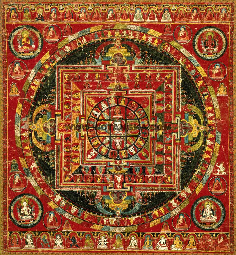 沃唐卡编号AC14078：[曼荼罗] 毗卢遮那佛 (Mandala Vairocana)