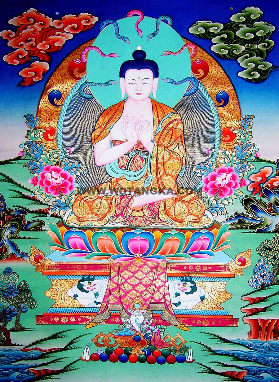 沃唐卡编号AC15368：龙尊王佛(Nagaraja Buddha)