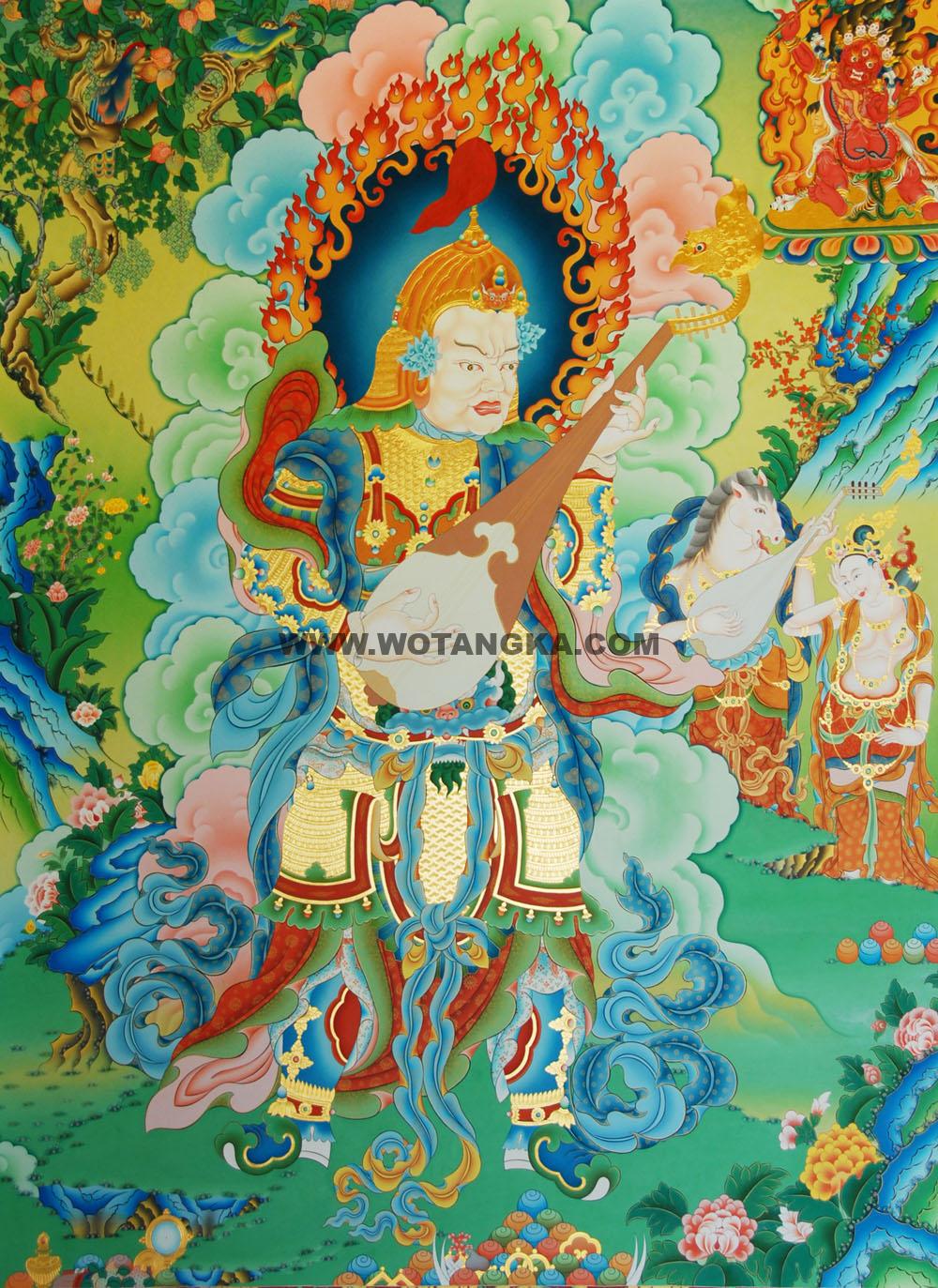 沃唐卡编号AC24564：东方持国天王 (Dhrtrastra)