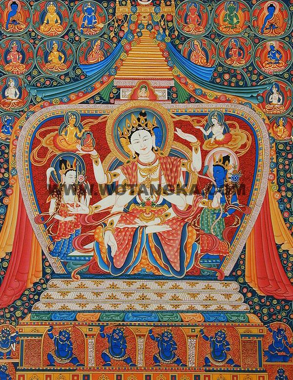 沃唐卡编号AC32015：尊胜佛母(Ushnishavijaya)