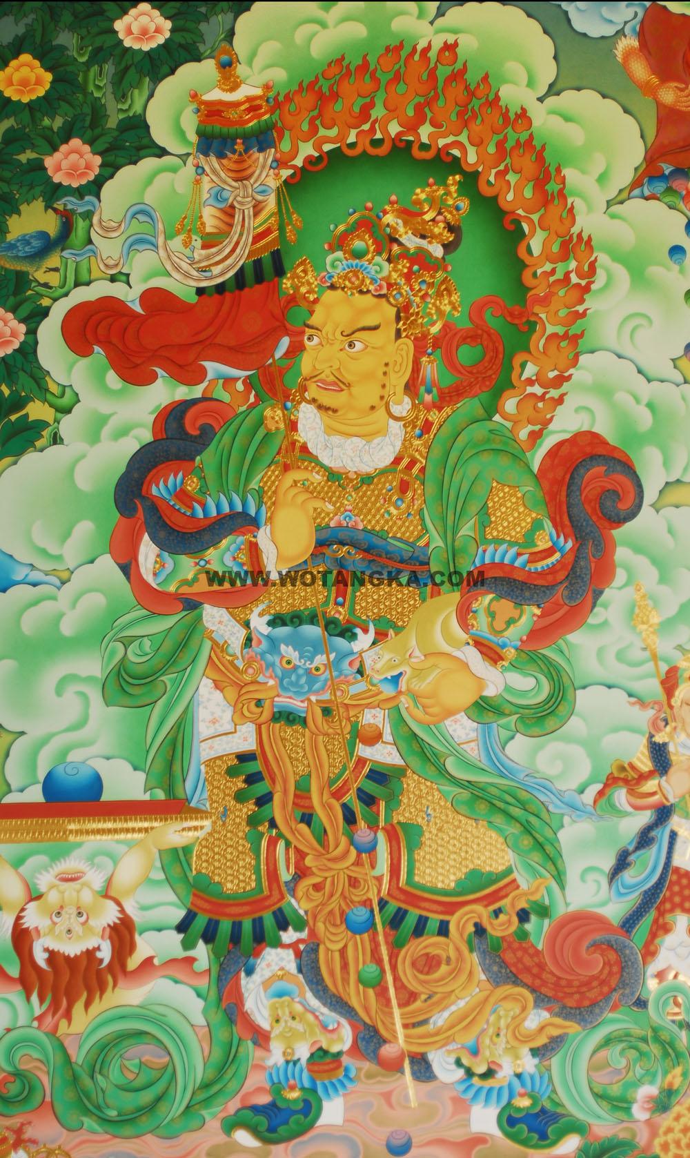沃唐卡编号AC33135：北方多闻天王 (Dhanada)