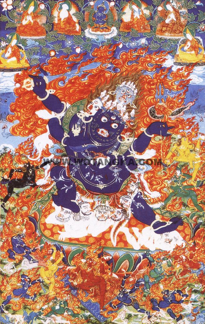 沃唐卡编号AC33528：四臂玛哈嘎拉(Mahahala)