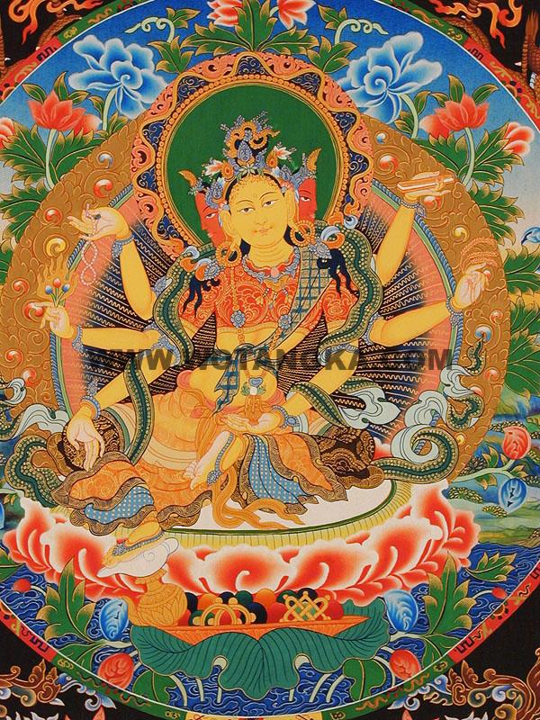 沃唐卡编号AC33597：财源天母(Vasudhara)