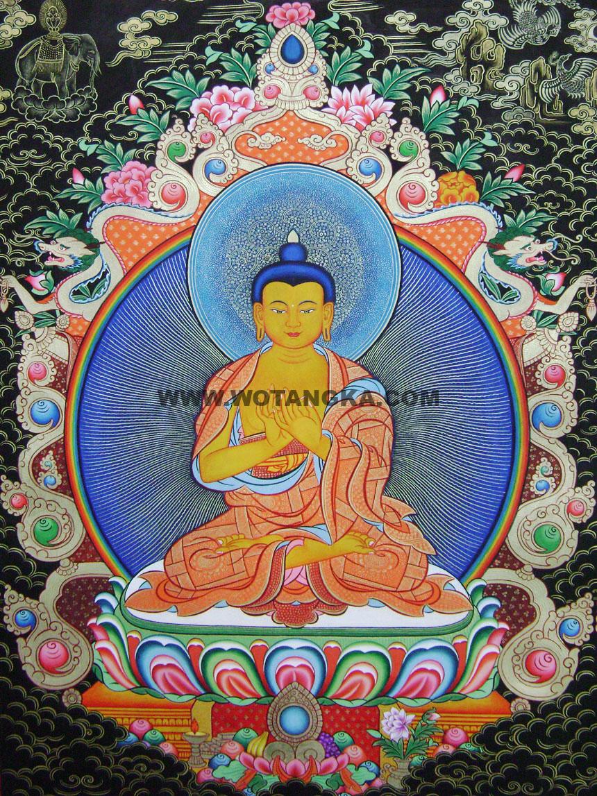 沃唐卡编号AC40138：燃灯古佛(Dipamkara)
