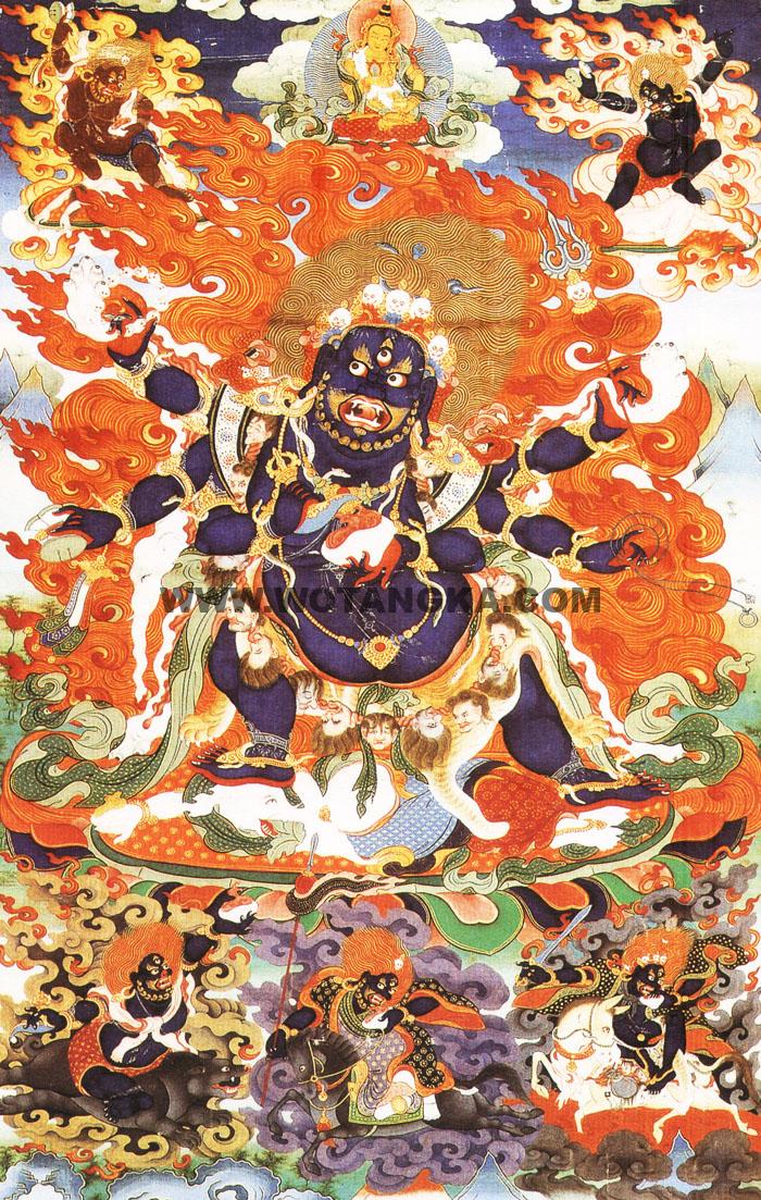 沃唐卡编号AC41893：六臂玛哈嘎拉(Mahahala)