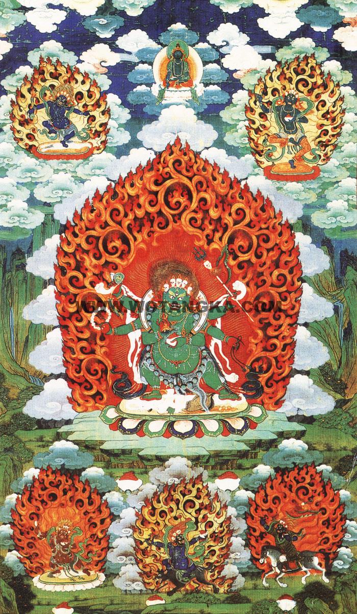 沃唐卡编号AC42369：绿玛哈嘎拉(Mahahala)