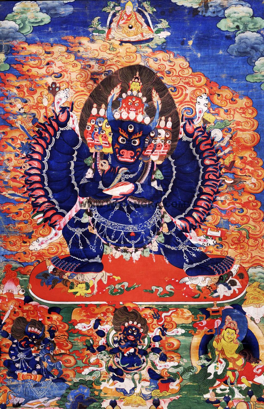 沃唐卡编号AC42949：大威德金刚(Vajrabhairava)