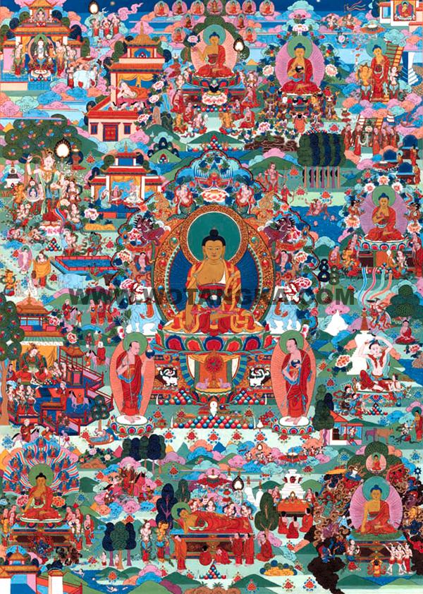 沃唐卡编号AC56336：佛陀十二相成道(Shakyamuni)