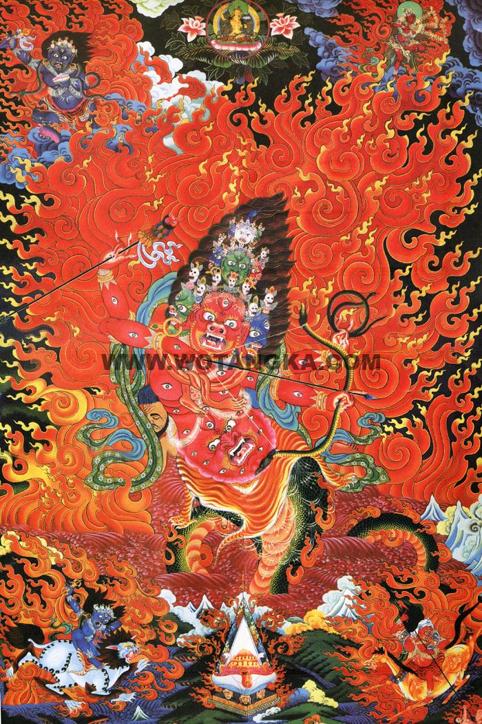 沃唐卡编号AC57659：喇呼拉护法(Rahula)