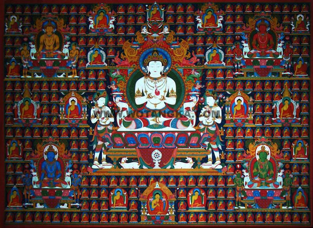 沃唐卡编号AC57675：五方佛(Five dhyani buddhas)