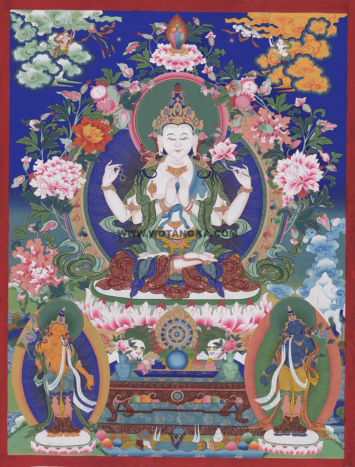 沃唐卡编号AC59537：四臂观音