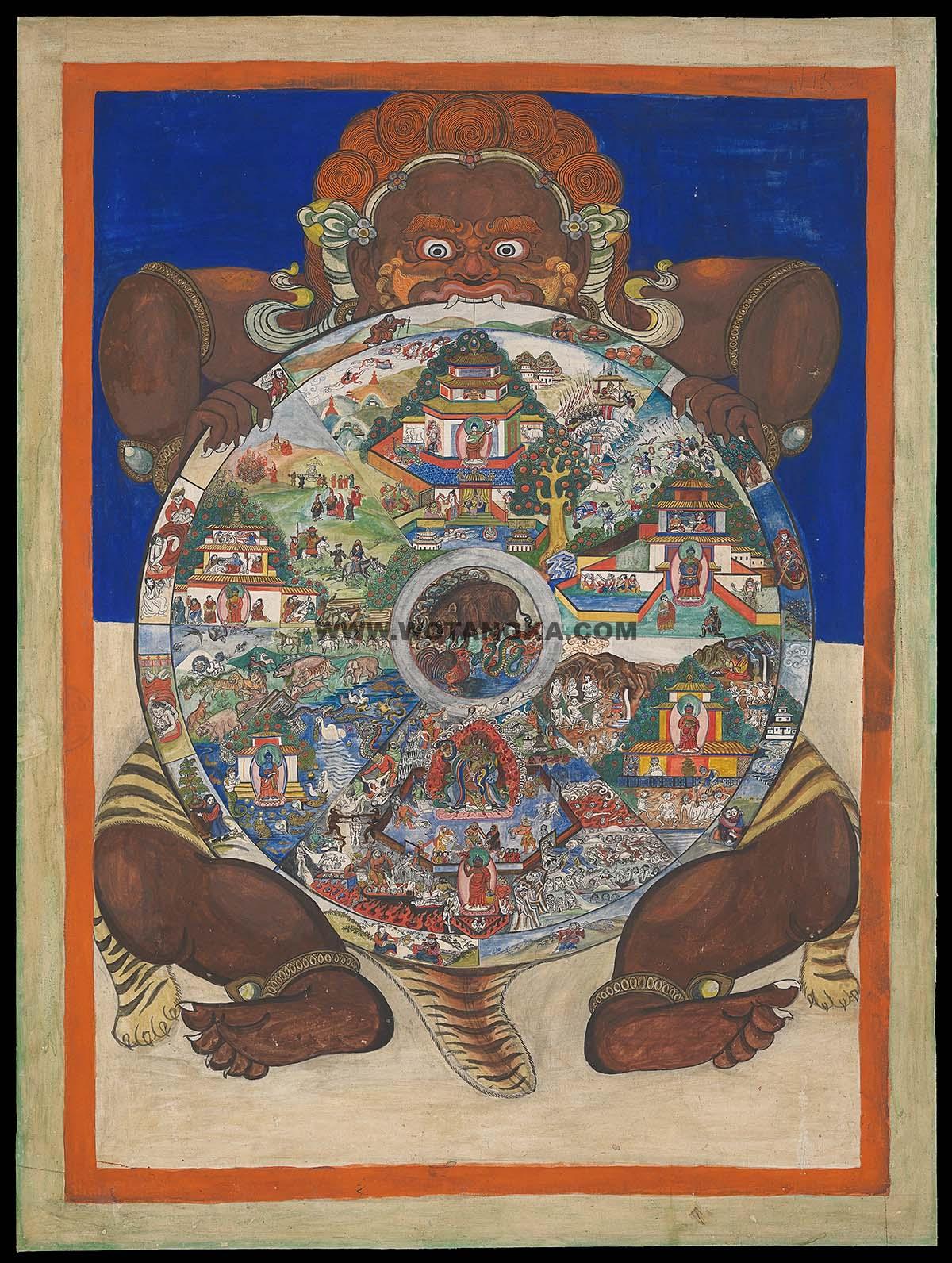 沃唐卡编号AC62830：阎罗王·六道轮回图
