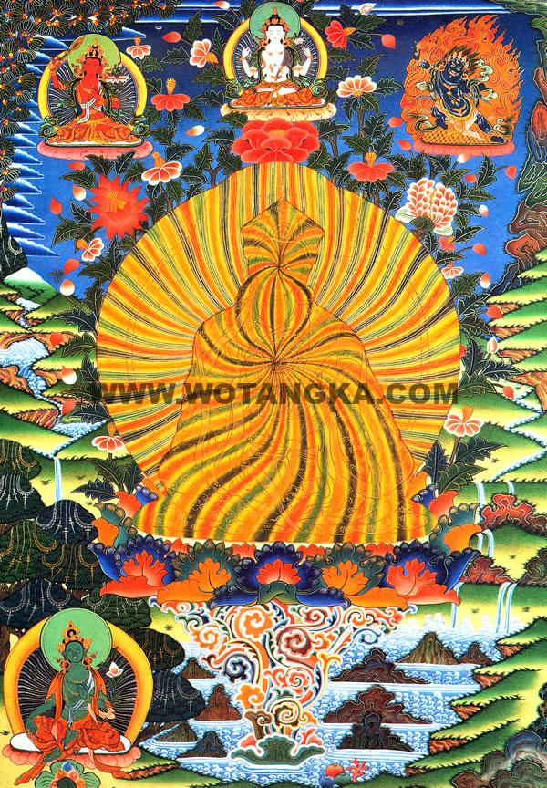 沃唐卡编号AC64271：莲师化虹光身相(Rainbow body of Guru Rinpoche Padmasambhava)
