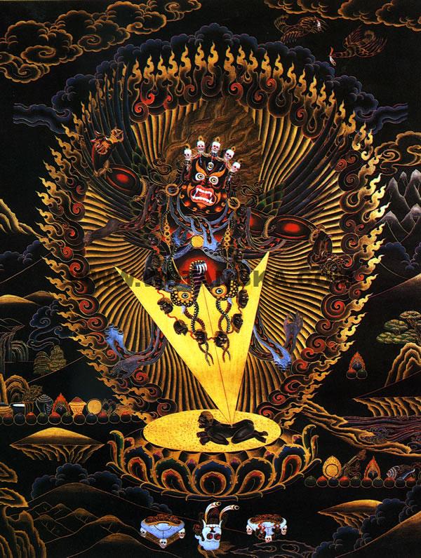 沃唐卡编号AC65517：普巴忿怒莲师(Guru Dragkila)