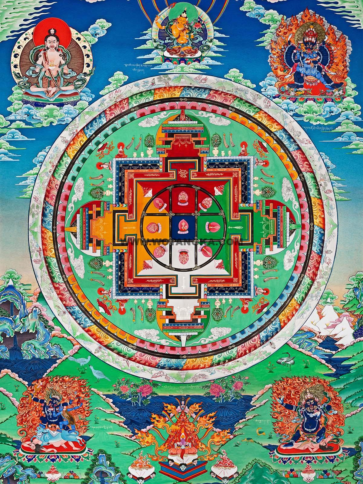 沃唐卡编号AC65792：十三尊大威德金刚坛城