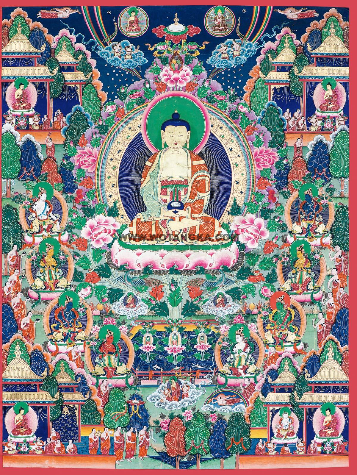 沃唐卡编号AC68776：阿弥陀佛·极乐世界