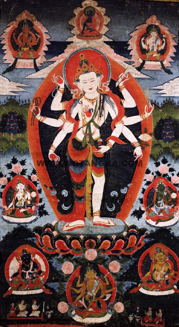 沃唐卡编号AC69097：不空羂索观音菩萨(Avalokiteshvara - Amoghapasha)