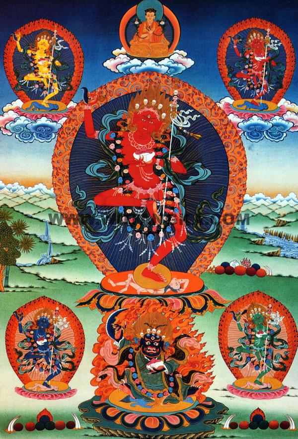 沃唐卡编号AC71148：金刚亥母(Vajrayogini - Vajravarahi)