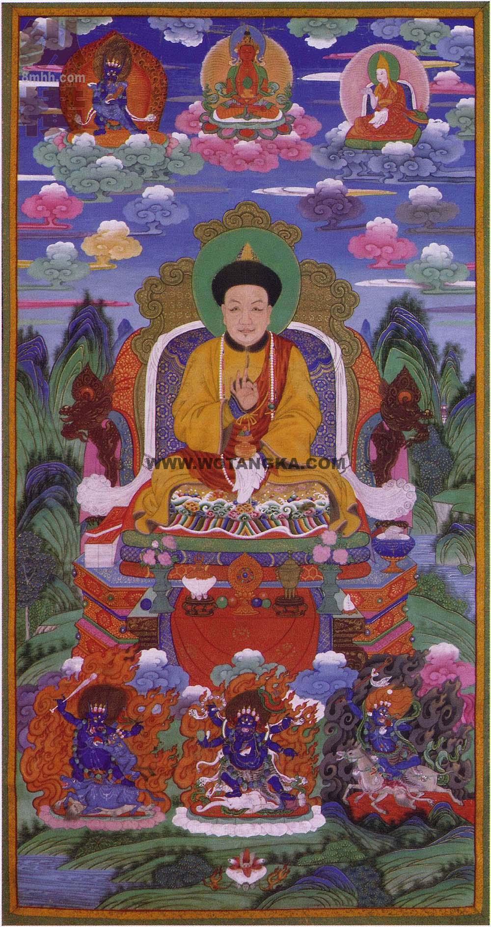 沃唐卡编号AC85282：六世班禅额尔德尼官服像