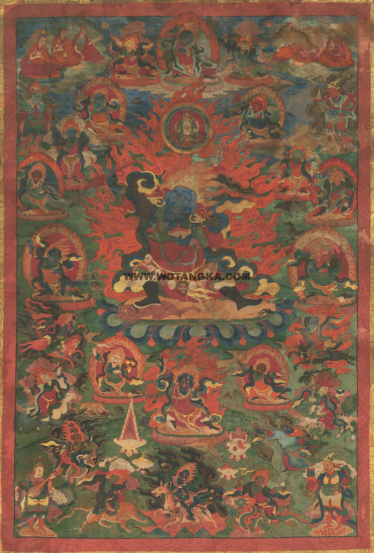 沃唐卡编号AC88994：黑袍金刚护法