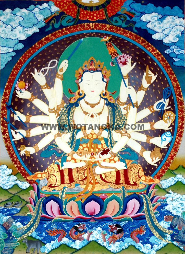 沃唐卡编号AC99925：准提佛母(Maha Cundi Bodhisattva)准提佛母（梵名Dorje Tsundi）