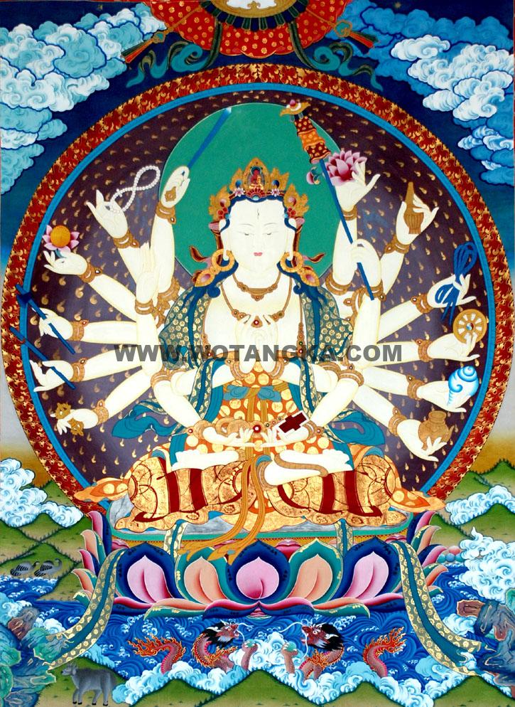 沃唐卡编号AC99925:准提佛母(Maha Cundi Bodhisattva)准提佛母(梵名Dorje Tsundi)