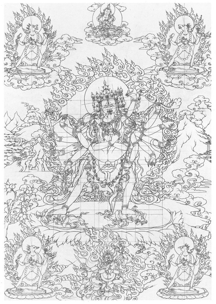 沃唐卡-唐卡白描线稿编号RD21088：时轮金刚