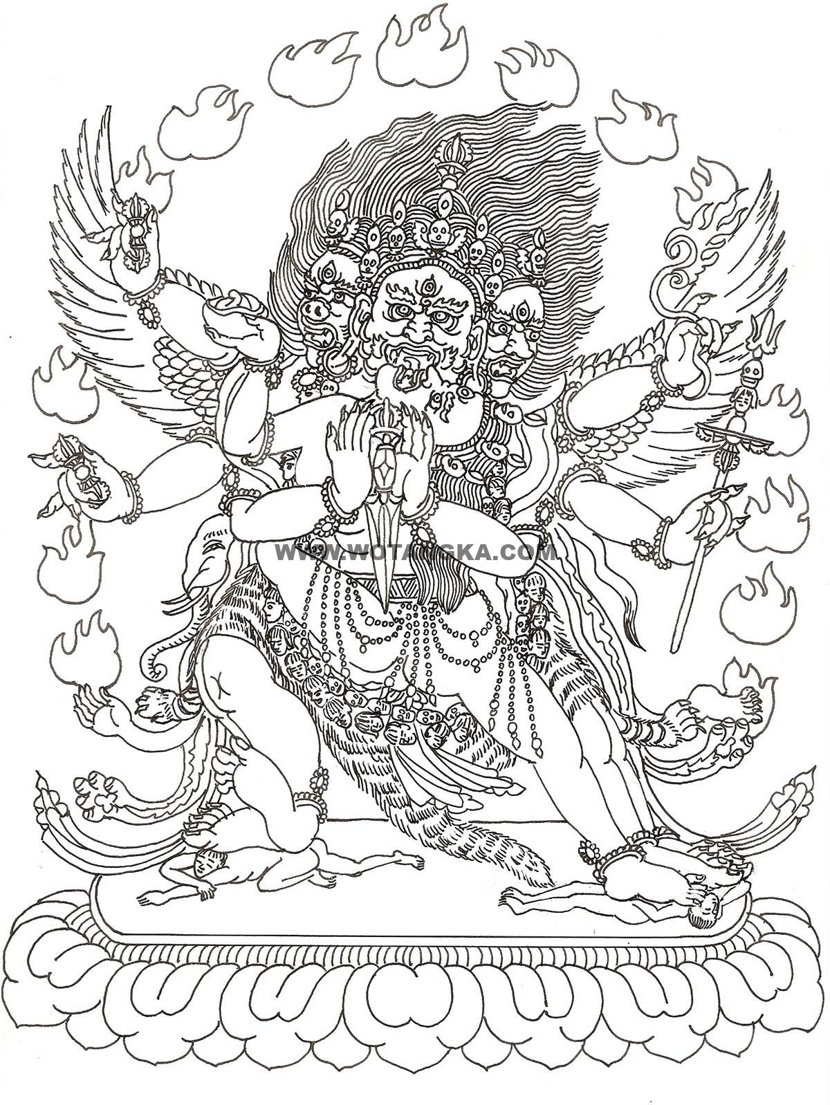 沃唐卡-唐卡白描线稿编号RD25190:金刚撅业神