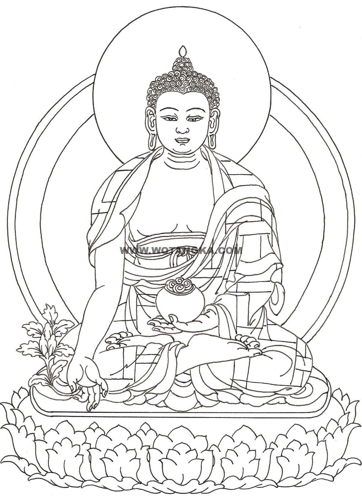 沃唐卡-唐卡白描线稿编号RD62512：药师如来