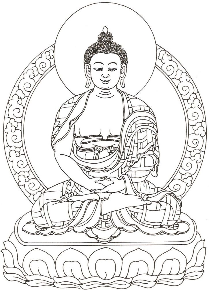 沃唐卡-唐卡白描线稿编号RD64008：释迦牟尼佛