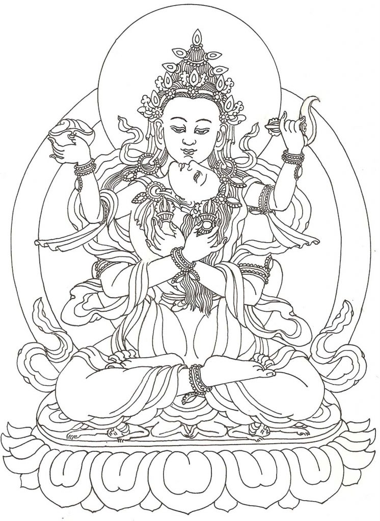 沃唐卡-唐卡白描线稿编号RD67654：金刚总持佛双修
