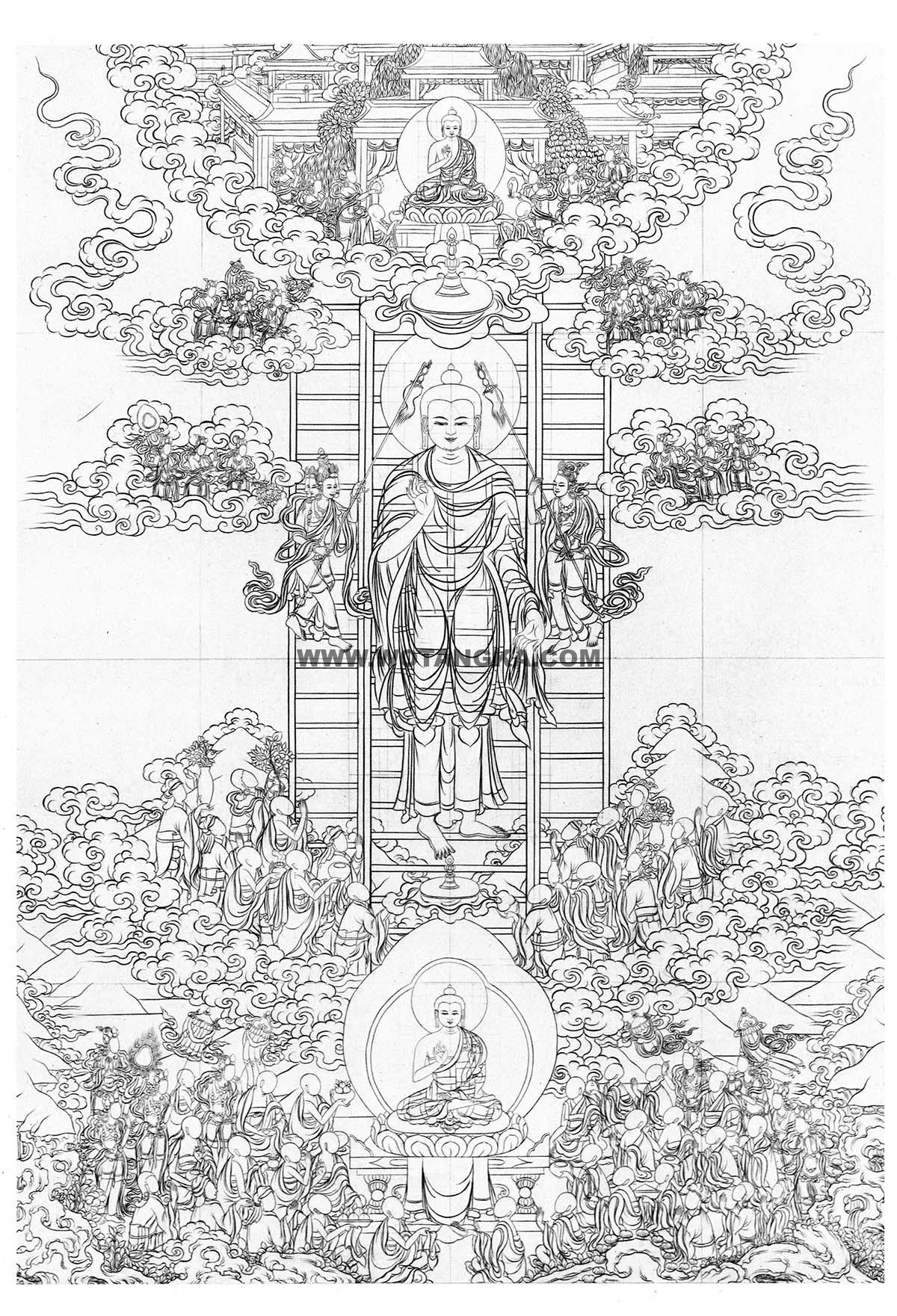 沃唐卡-唐卡白描线稿编号RD79883:释迦牟尼佛