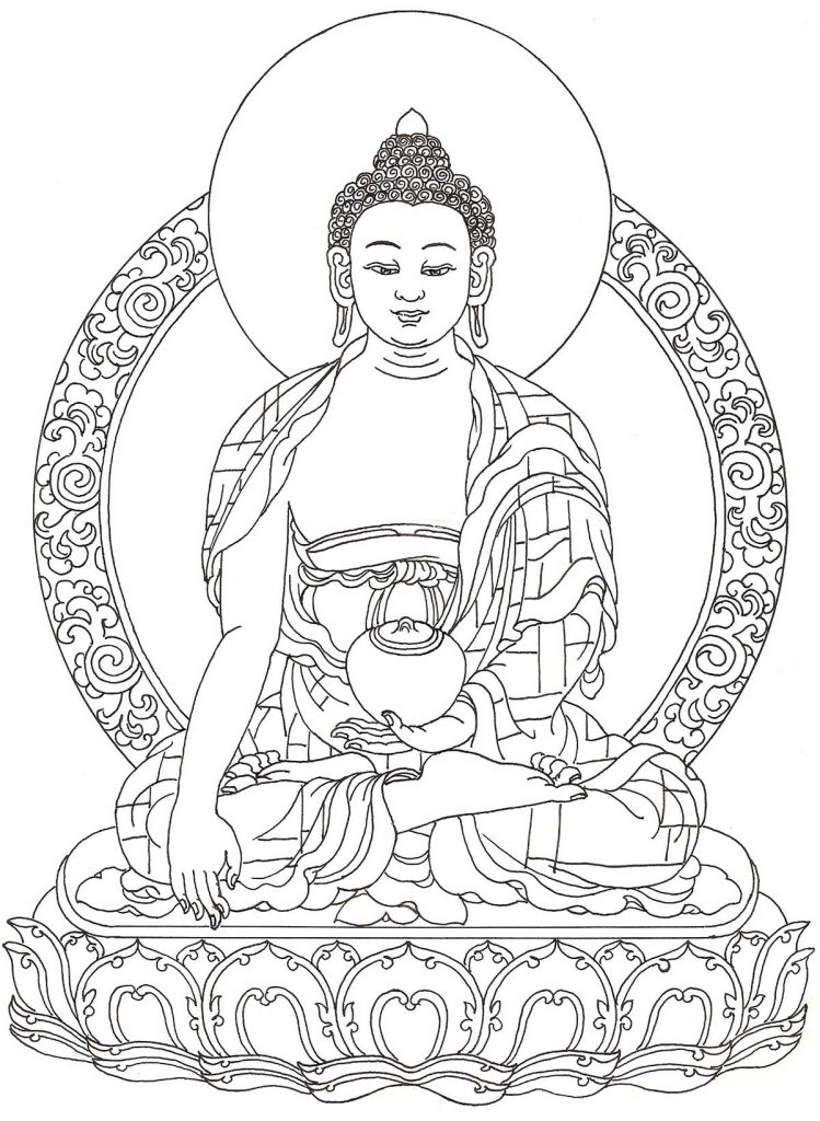 沃唐卡-唐卡白描线稿编号RD83461：释迦牟尼佛