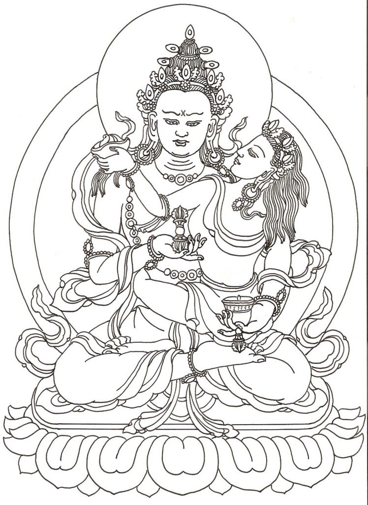 沃唐卡-唐卡白描线稿编号RD85719：金刚萨埵双修