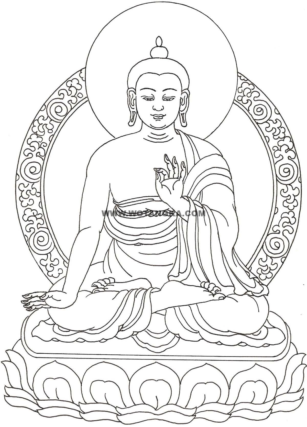 沃唐卡-唐卡白描线稿编号RD89845：药师如来