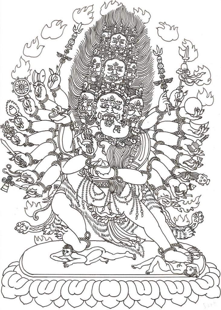 沃唐卡-唐卡白描线稿编号RD94900：吉祥胜乐金刚·最胜功德