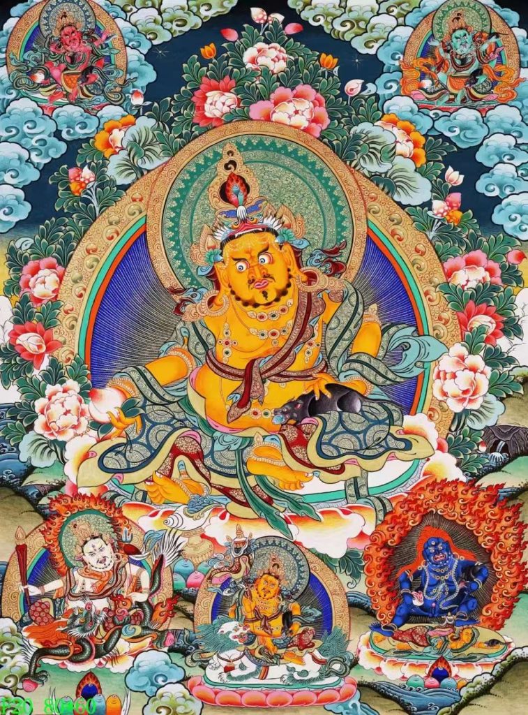 编号138-120170：彩绘唐卡-五方财神（80*60CM左右）