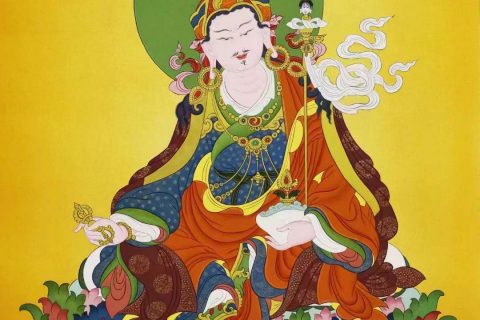 编号138-164979：彩绘唐卡-莲花生大士（80*54CM左右）