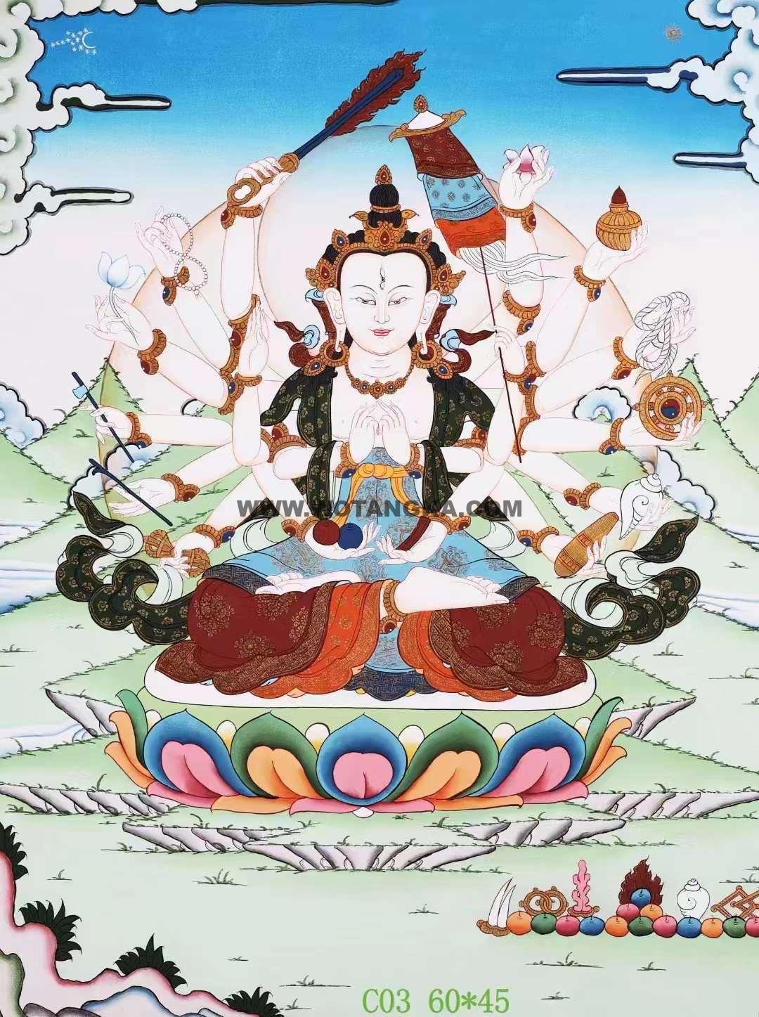 编号138-191264：彩绘唐卡-准提佛母（60*45CM左右）