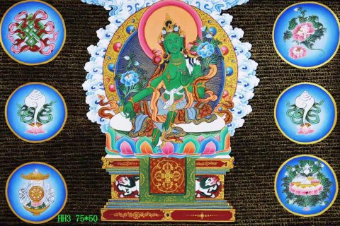 编号138-621819：彩绘唐卡-绿度母（50*75CM左右）