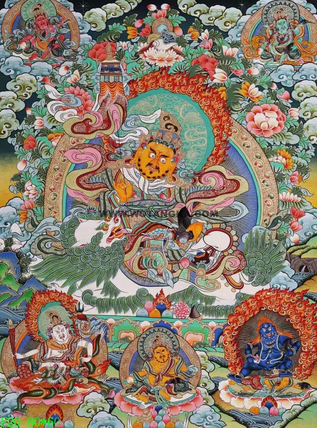 编号138-249737:彩绘唐卡-财宝天王·五方财神(80*60CM左右)