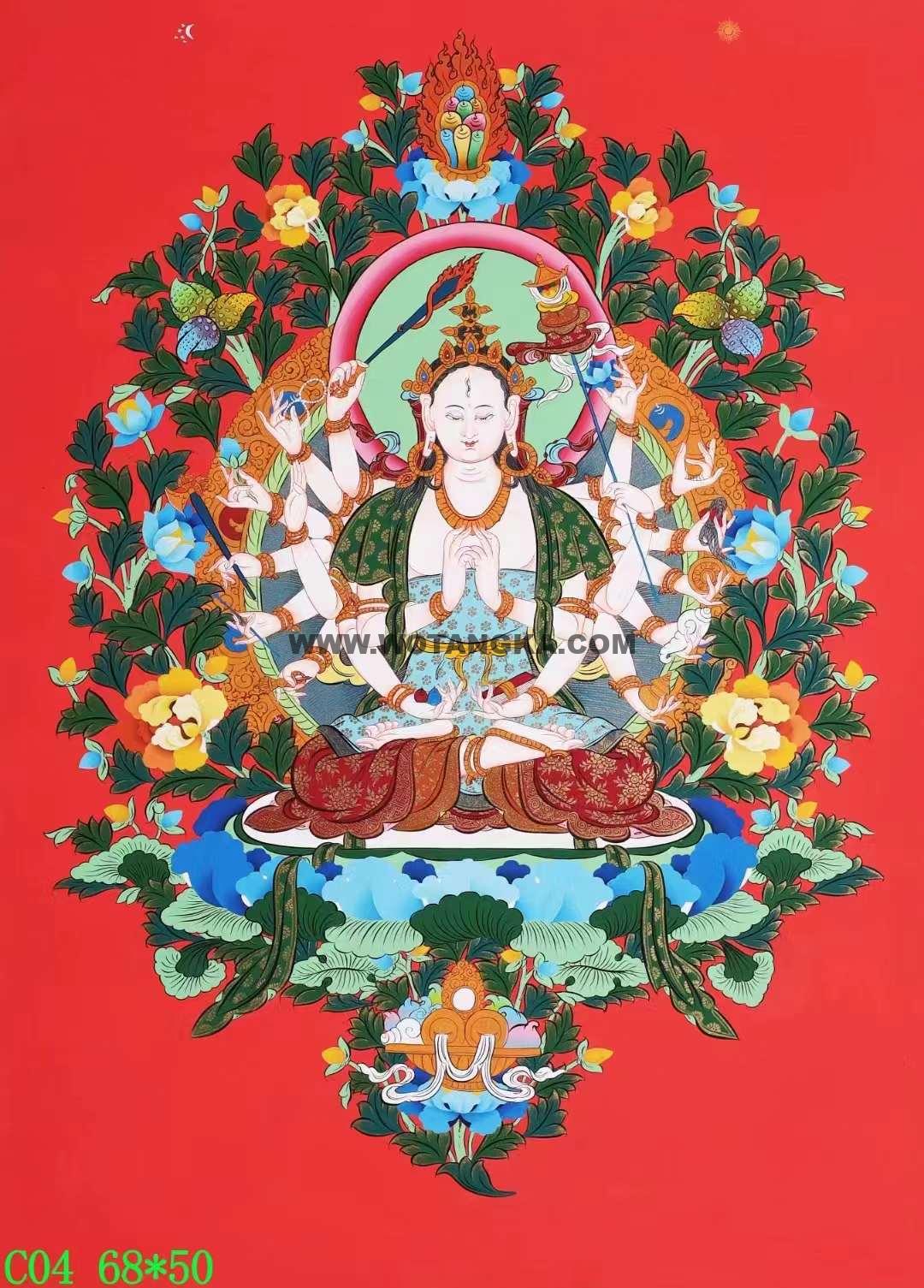 编号138-274326：红金唐卡-准提佛母（68*50CM左右）