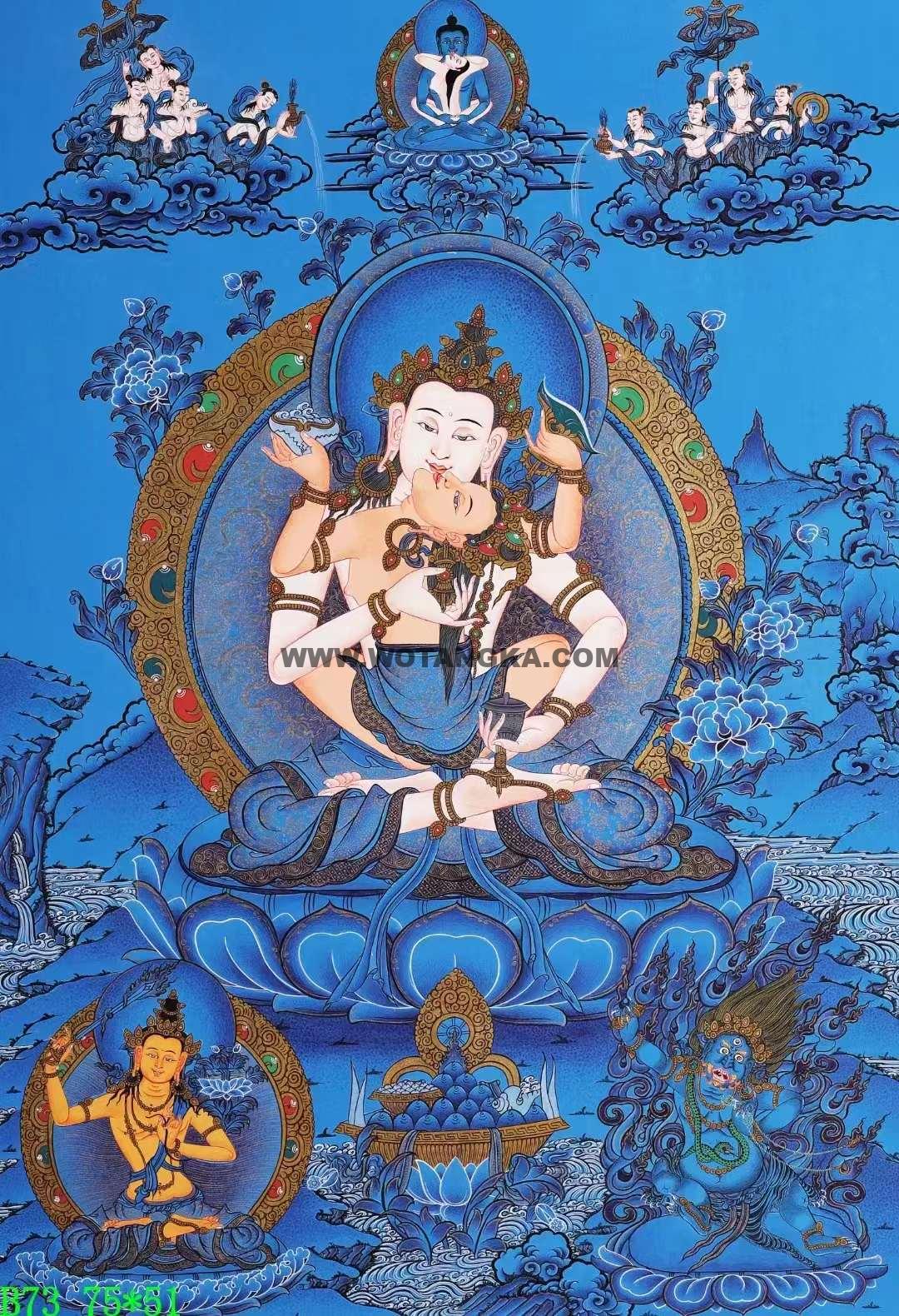编号138-318989:蓝金唐卡-金刚萨埵双修(75*51CM左右)
