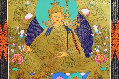 编号138-325536：黄金唐卡-莲花生大士（84*60CM左右）