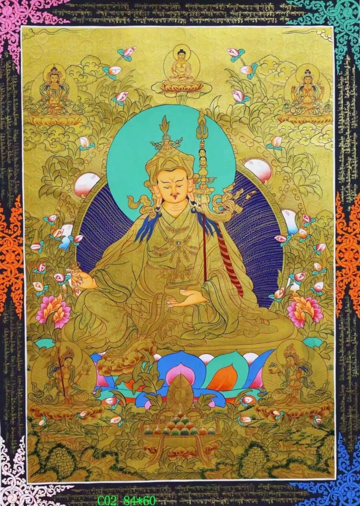 编号138-325536：黄金唐卡-莲花生大士（84*60CM左右）